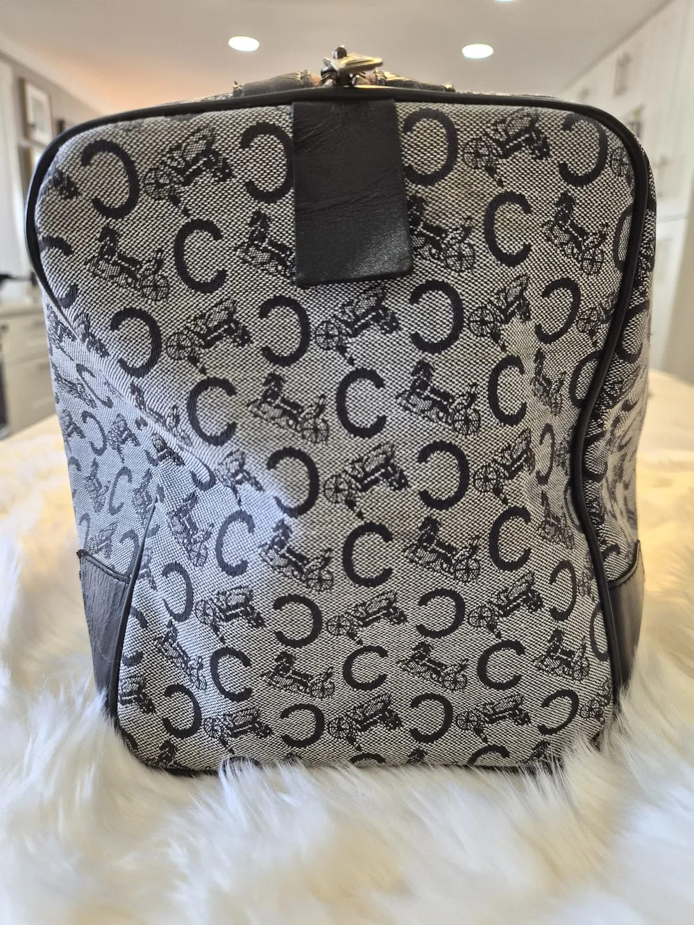 Celine Cream & Black Monogram Travel Duffle - Picture 3 of 14